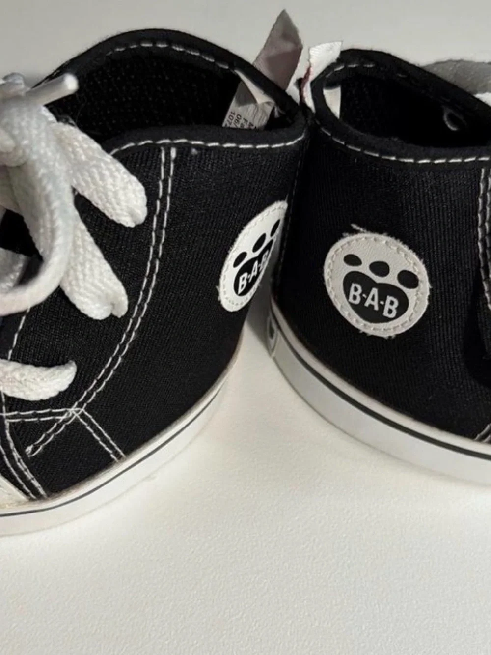 (825-5) Build-A-Bear Workshop Black Canvas High Top Sneakers - Plush Doll Shoes